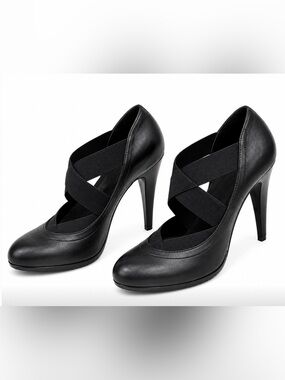 Michael Kors Black Crisscross Elastic Strap High Heels - Size 8.5